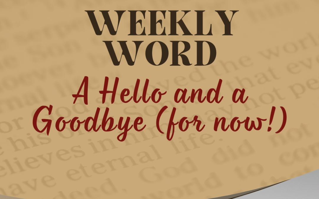 A Hello and a Goodbye (for now!)